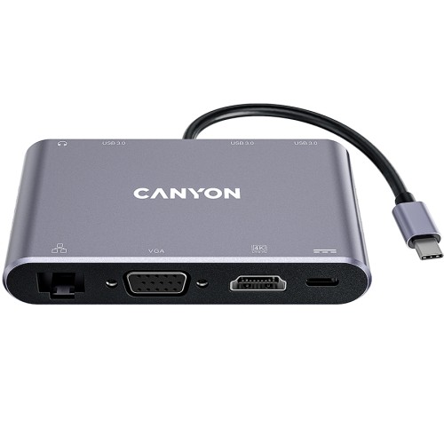 CANYON hub DS-14 8in1 4k USB-C Dark Grey image 1