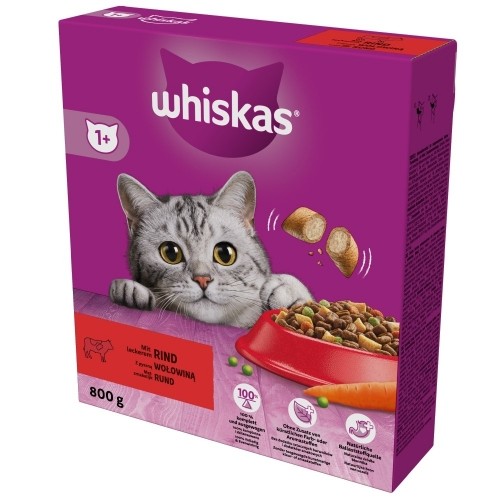 WHISKAS with delicious beef - dry cat food - 800g image 1