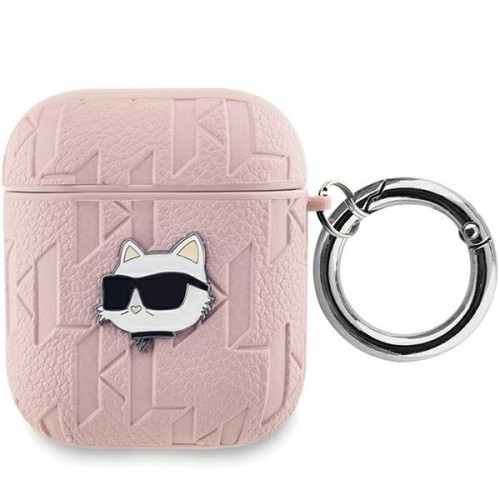 Karl Lagerfeld KLA2PGCHPP AirPods 1|2 cover różowy|pink Monogram Choupette Head image 1