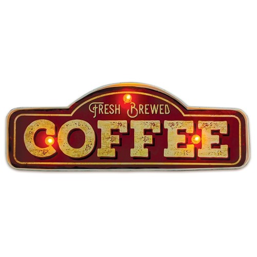 RETRO Metal Sign LED Fresh Brewed Coffee Forever Light image 1