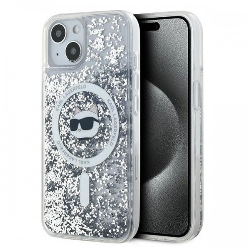 Karl Lagerfeld KLHMP15SLGCHSGH iPhone 15 | 14 | 13 6.1" hardcase transparent Liquid Glitter Choupette Head Magsafe image 1