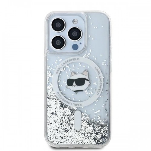 Karl Lagerfeld KLHMP14LLGCHSGH iPhone 14 Pro 6.1" hardcase transparent Liquid Glitter Choupette Head Magsafe image 1