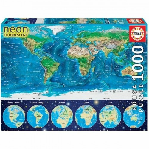 Puzzle Educa World Map Neon 16760.0 1000 Pieces image 1