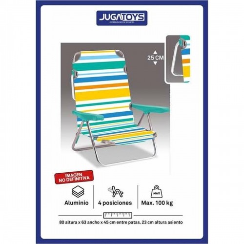 Folding Chair with Headrest 80 x 65 x 45 cm Multi-position Striped image 1