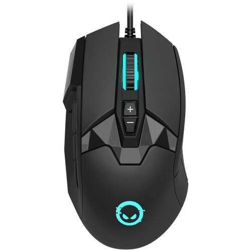 LORGAR Stricter 579, gaming mouse, 9 programmable buttons, Pixart PMW3336 sensor, DPI up to 12 000, 50 million clicks buttons lifespan, 2 switches, built-in display, 1.8m USB soft silicone cable, Matt UV coating with glossy parts and RGB lights with 4 LED image 1