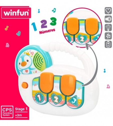 Winfun Muzikāla attīstoša rotaļlieta Pingvīns ar gaismu un skaņu (spāņu val.) no 3 men. CB46883 image 1