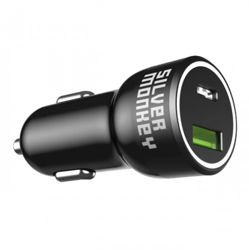 Silver Monkey SMA078 car charger 1xUSB-C 1xUSB-A 45W PD QC - black image 1