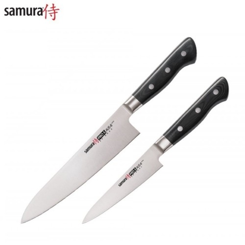 Samura PRO-S компл. из 2-Ух ножей: European Chef's knife 200mm / Utility knife 115mm из AUS 8 Японской стали 58 HRC image 1