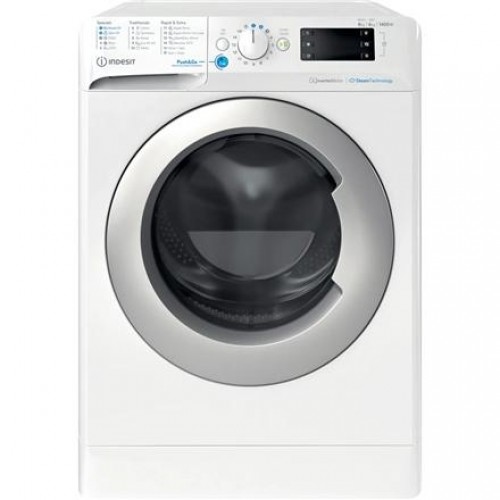 INDESIT | Washing Machine with Dryer | BDE 86436 WSV EE | Energy efficiency class A/D | Front loading | Washing capacity 8 kg | 1400 RPM | Depth 54 cm | Width 59.5 cm | LCD | Drying system | Drying capacity 6 kg | White image 1