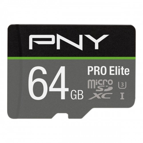 Карта памяти микро-SD с адаптером PNY P-SDU64GV31100PRO-GE Pro Elite C10 64 Гб image 1