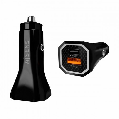 Car Charger Aisens ASCH-CAR2PQC-BK (1 Unit) image 1