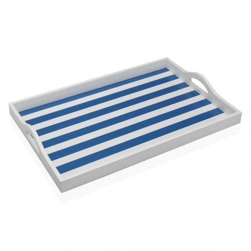Tray Versa Blue MDF Wood 30 x 5 x 45 cm Stripes image 1