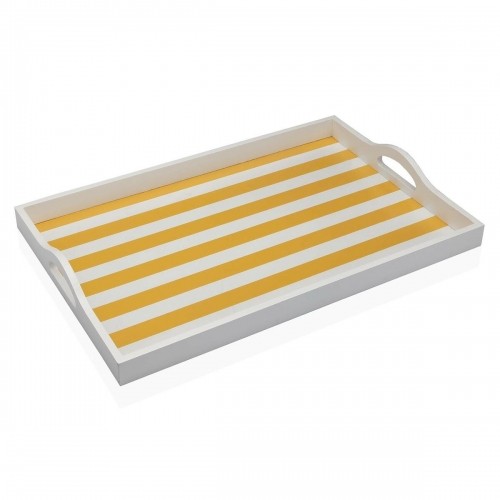Tray Versa Yellow MDF Wood 30 x 5 x 45 cm Stripes image 1