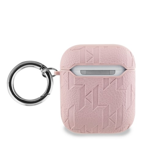 Karl Lagerfeld PU Embossed Karl and Choupette Heads Case for AirPods 1|2 Pink (Damaged Package) image 1