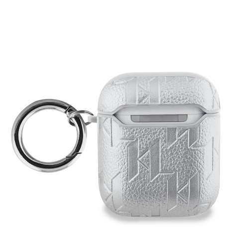 Karl Lagerfeld PU Embossed Karl Head Case for AirPods 1|2 Silver image 1