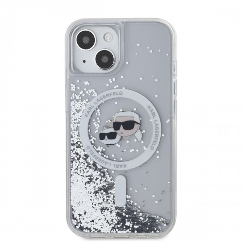 Karl Lagerfeld Liquid Glitter Karl and Choupette Heads MagSafe Case for iPhone 14 Transparent image 1