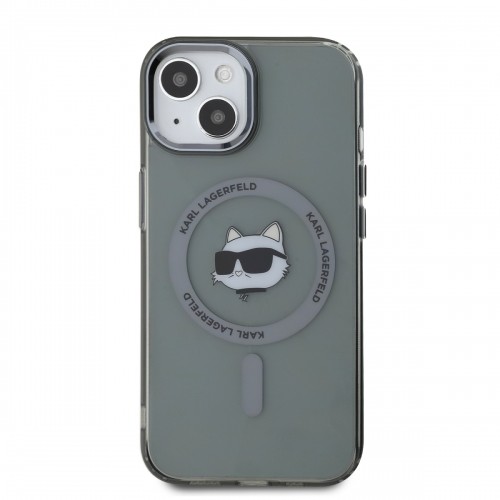Karl Lagerfeld IML Choupette Head Metal Frame MagSafe Case for iPhone 15 Black image 1