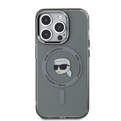 Karl Lagerfeld IML Karl Head Metal Frame MagSafe Case for iPhone 15 Pro Max Black image 1