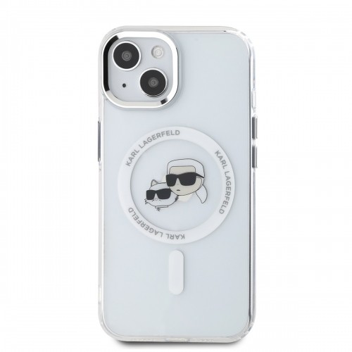 Karl Lagerfeld IML K&CH Heads Metal Frame MagSafe Case for iPhone 15 Transparent image 1