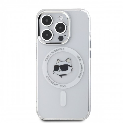 Karl Lagerfeld IML Choupette Head Metal Frame MagSafe Case for iPhone 15 Pro Max Transparent image 1