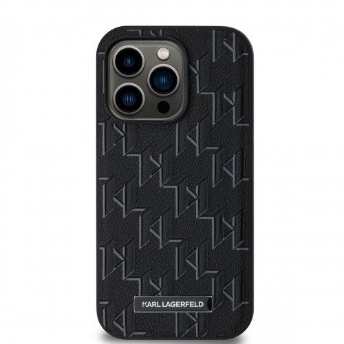Karl Lagerfeld PU Leather Monogram Metal Logo MagSafe Case for iPhone 14 Pro Black image 1