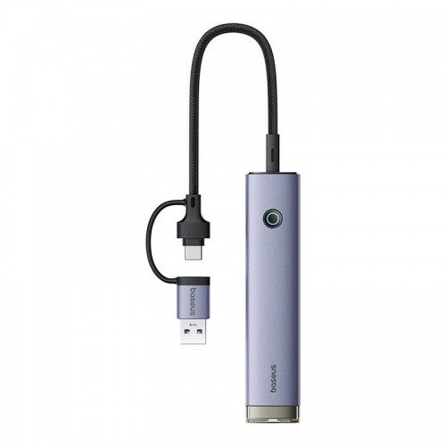Hub 4in1 Baseus UltraJoy USB-A&USB-C to 3xUSB3.0+USB-C+RJ45 (grey) image 1