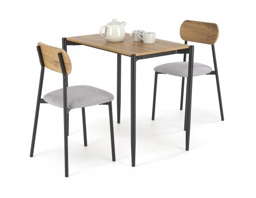 Halmar NANDO table + 2 chairs color: natural / black image 1