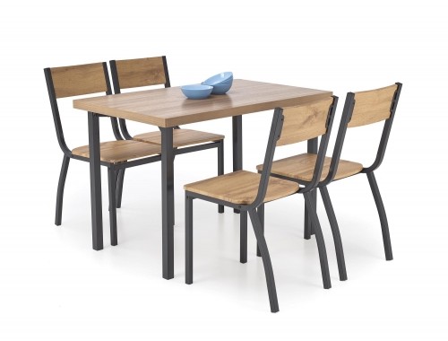 Halmar MILTON table + 4 chairs color: natural / black image 1