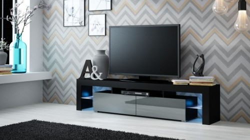 Halmar TV stand SOLO black mat/grey gloss image 1