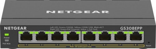 NETGEAR 8-Port Gigabit Ethernet High-Power PoE+ Plus Switch (GS308EPP) Managed L2/L3 Gigabit Ethernet (10/100/1000) Power over Ethernet (PoE) Black image 1
