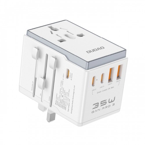 Dudao A35Pro 35W EU | UK | AUS | US | JP travel adapter 3x USB-C 2x USB-A - white image 1