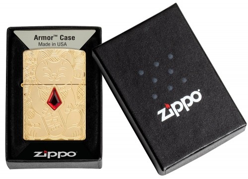 Zippo Lighter 49802 Armor™ Lucky Cat Design image 1