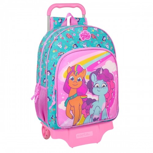 School Rucksack with Wheels My Little Pony Magic Pink Turquoise 33 x 42 x 14 cm image 1