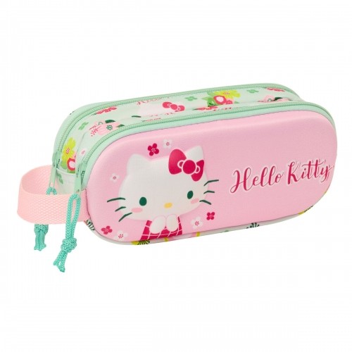 Двойной пенал Hello Kitty Зеленый Розовый 21 x 8 x 6 cm 3D image 1