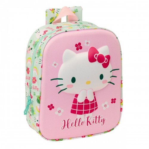 School Bag Hello Kitty Green Pink 22 x 27 x 10 cm 3D image 1