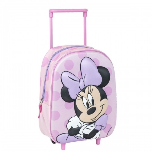 School Rucksack with Wheels Minnie Mouse Pink 25 x 37 x 10 cm image 1