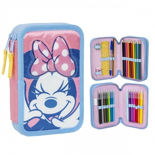 Double Pencil Case Minnie Mouse Pink 12,5 x 19,5 x 4,5 cm image 1
