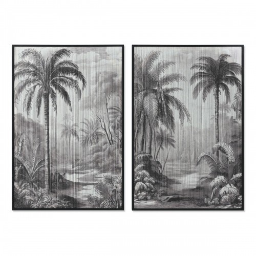 Картина Home ESPRIT Белый Чёрный Пальмы Тропический 80 x 3 x 120 cm (2 штук) image 1