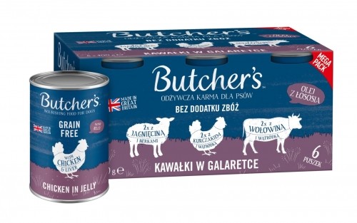 Butcher's Original Recipe in Jelly mix smaków z wątróbką lub nerkami kawałki w galaretce karma dla psa 6 x 400g image 1