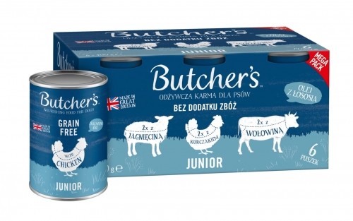 BUTCHER'S Original Junior Mega pack mix - wet dog food - 6 x 400g image 1