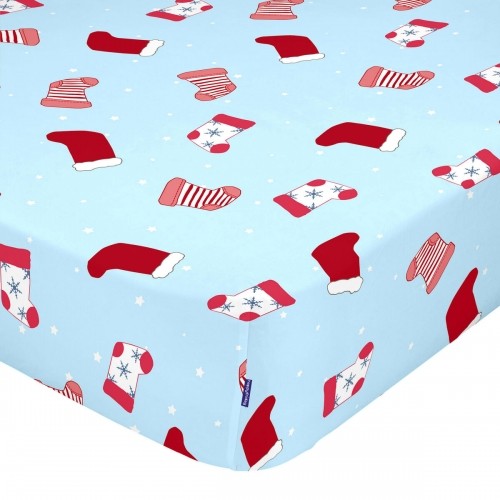 Fitted sheet HappyFriday XMAS Multicolour 90 x 200 x 32 cm image 1