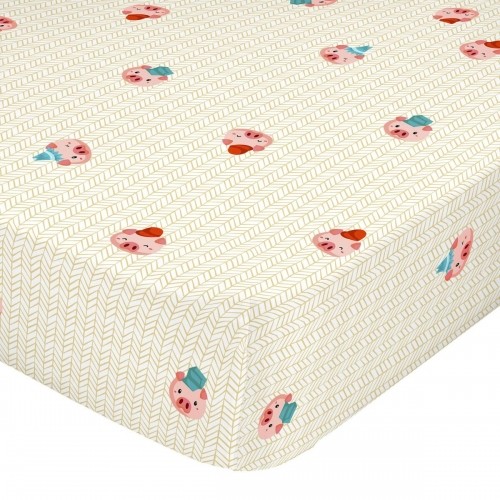 Fitted sheet HappyFriday MR FOX Multicolour 70 x 140 x 14 cm Pig image 1