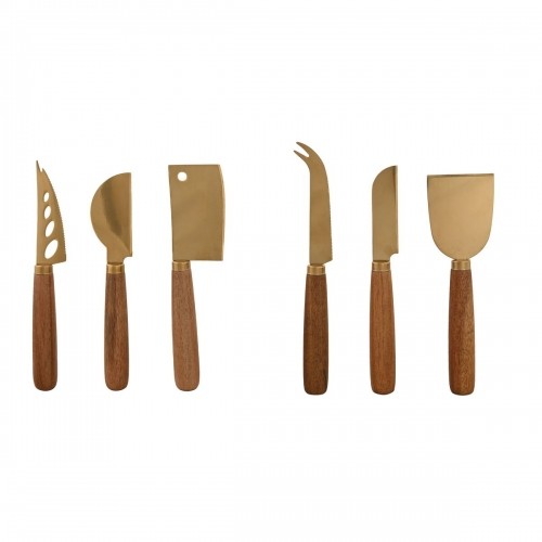 Ножи для Сыра Home ESPRIT Позолоченный Натуральный Нержавеющая сталь древесина акации 2 штук (3 Предметы) image 1