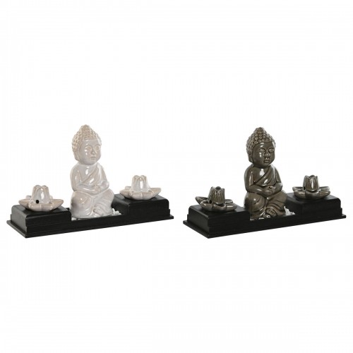 Burner Home ESPRIT Ceramic MDF Wood Buddha 24 x 8 x 14 cm (2 Units) image 1