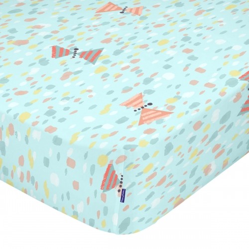 Fitted sheet HappyFriday MOSHI MOSHI Blue Multicolour 60 x 120 x 14 cm image 1