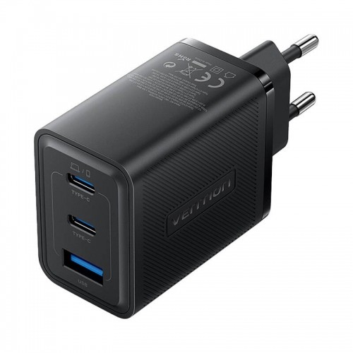 Wall charger, Vention, FERB0-EU,  2xUSB-C, USB- A, 65W|65W|30W, GaN (black) image 1