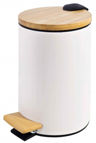 Pedāļspainis 3L balts, ar bambusa vāku, soft close image 1