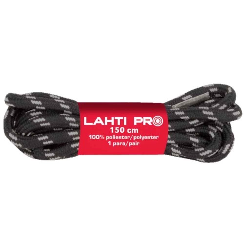 Lahti Pro Kurpju šņores apaļas 150cm 1pāris melns-pelēkas image 1