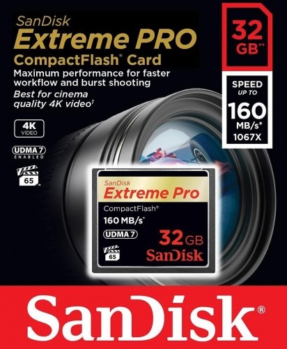 Sandisk карта памяти CF 32GB ExtremePro 160MB/s image 2