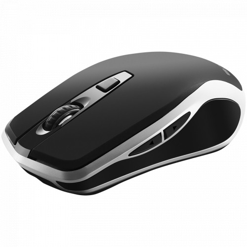 Canyon 2.4GHz Wireless Rechargeable Mouse with Pixart sensor, 6keys, Silent switch for right/left keys,DPI: 800/1200/1600, Max. usage 50 hours for one time full charged, 300mAh Li-poly battery, Black -Silver, cable length 0.6m, 121*70*39mm, 0.103kg image 2